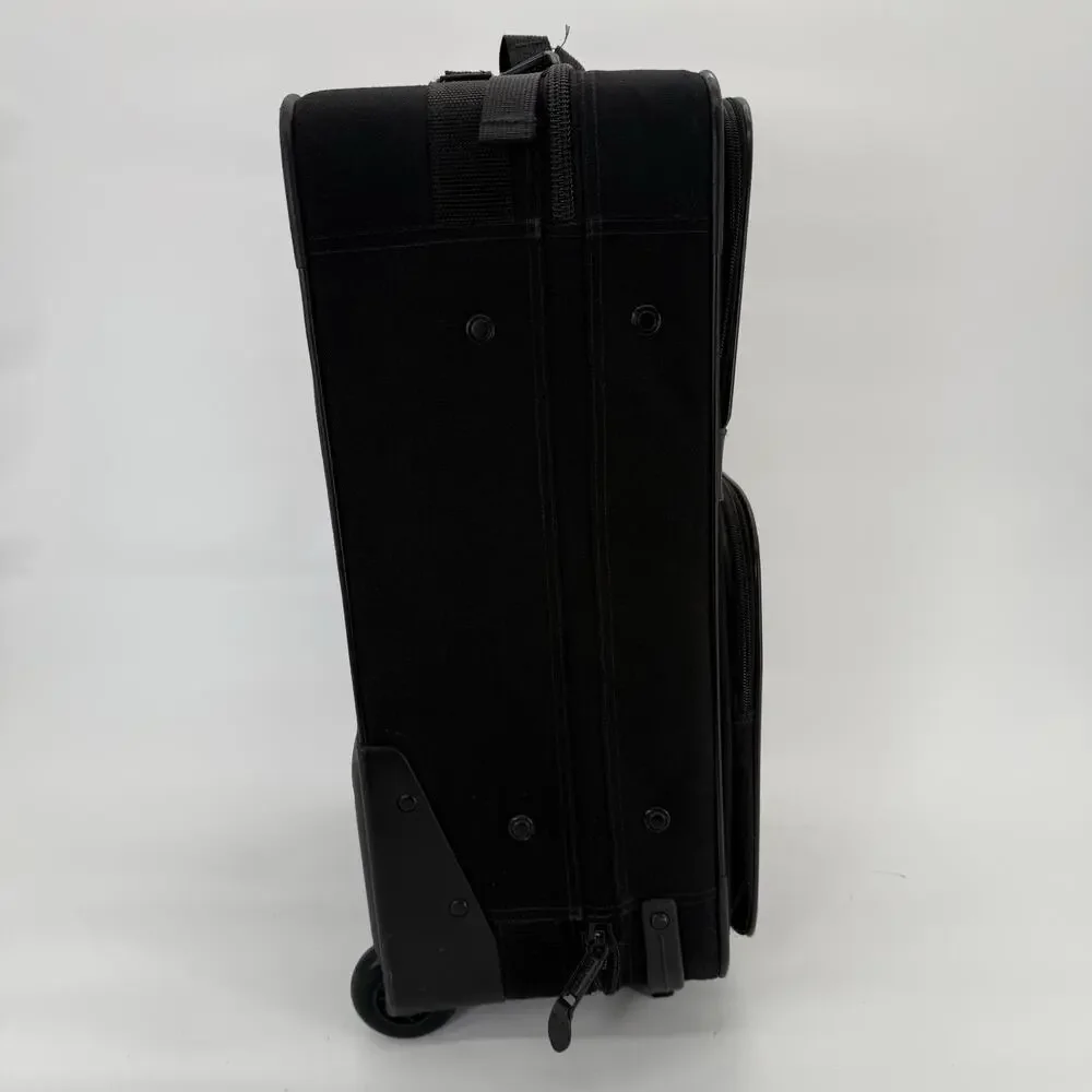 LL Bean 22” Rolling Suitcase Carry On Luggage Travel Bag Leather Trim Wheeled